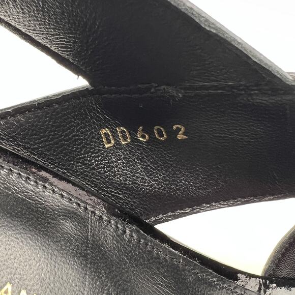 DRIES VAN NOTEN Patent Sculpted Heel Sandal 38 Black Leather Strappy NEW - Picture 12 of 13